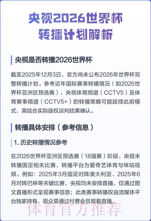 2026世界杯高清直播完整收看指南 2026世界杯高清直播完整收看指南